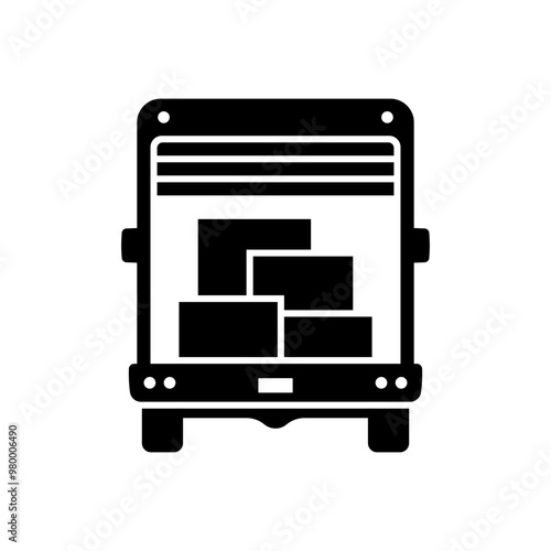 Van icon. Delivery truck. Black silhouette. Back view. Vector simple flat graphic illustration. Isolated object on white background. Isolate.