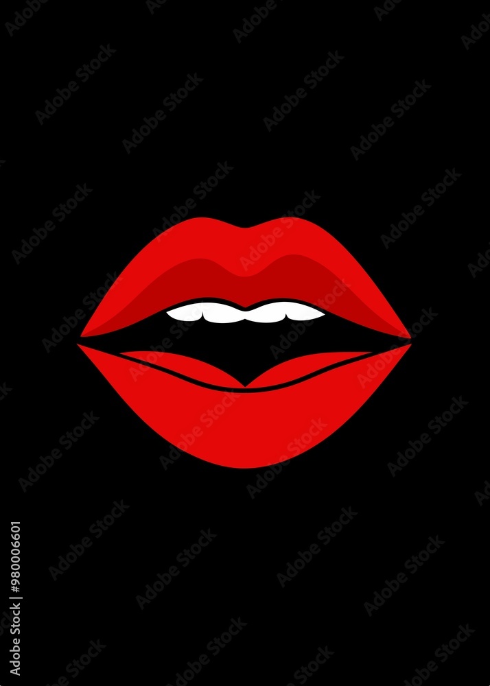 scarlet red lips with protruding white teeth on a black background clipart scarlet red lips with protruding white teeth on a black background clipart