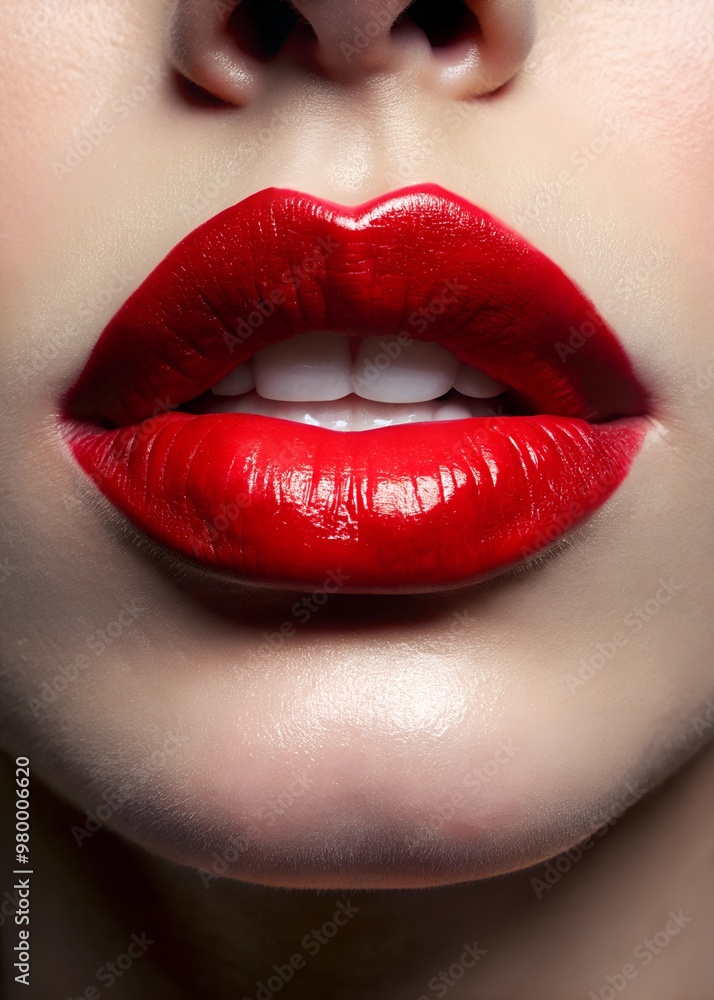 Obraz premium red close up lips of woman