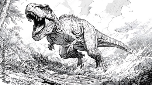 Fototapeta Naklejka Na Ścianę i Meble -  simple coloring page of dinosaurs