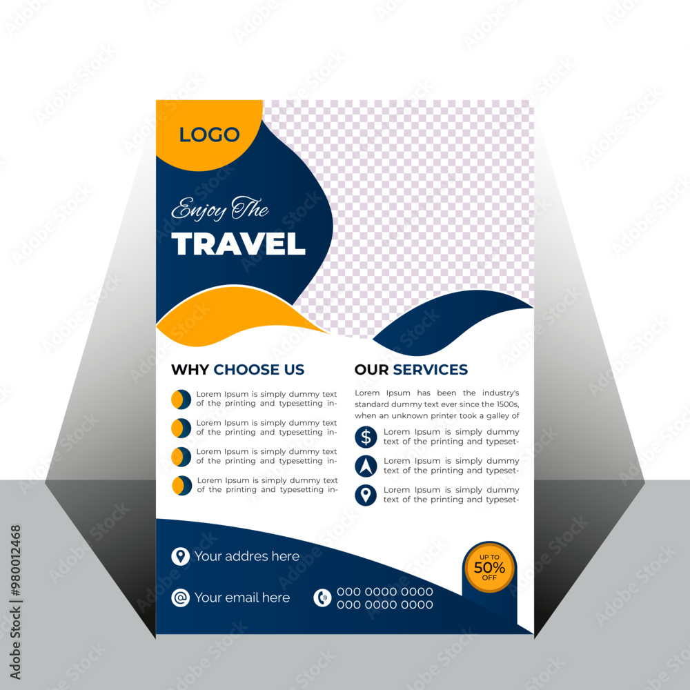 Fototapeta premium Unique Traveling agency flyer design