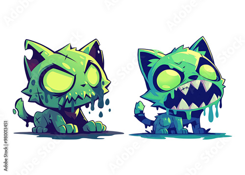 Zombie catscartoon character illustration