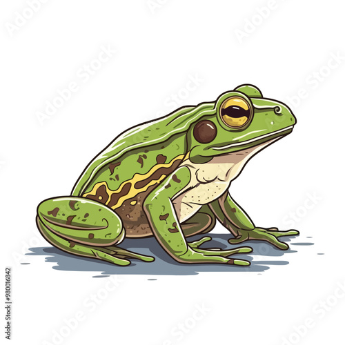 Frog logo design. Abstract drawing frog. Cute toad isolated. Vector illustration