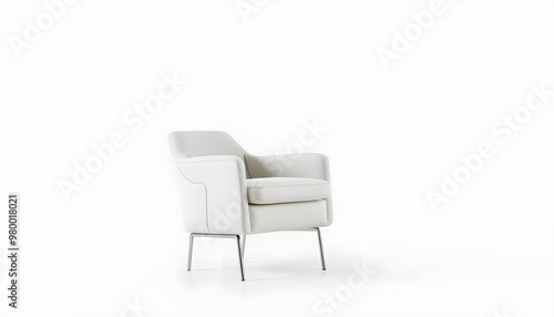 A sleek, modern armchair set against a white background, showcasing clean lines and contemporary design. 