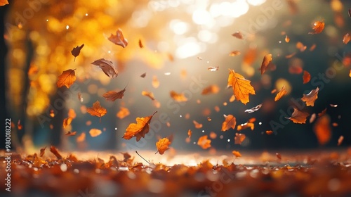 Autum background with autumn leaves falling down