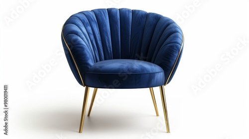 dining chair with velvet upholstery in deep blue