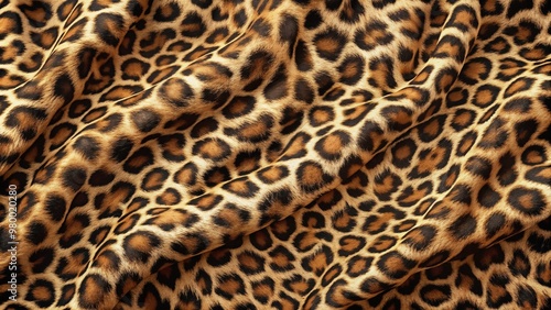 Leopard print fabric texture, vivid colors, animal pattern, stylish textile background, close-up view