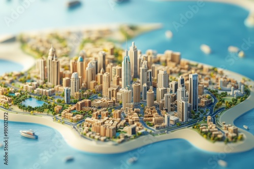 3D illustration of Ajman UAE