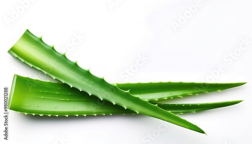 Aloe Vera is a succulent plant species widely distributed containing polysaccharide gel acemannan, which can be used for topical purposes. Isolated on white background with copy space photo