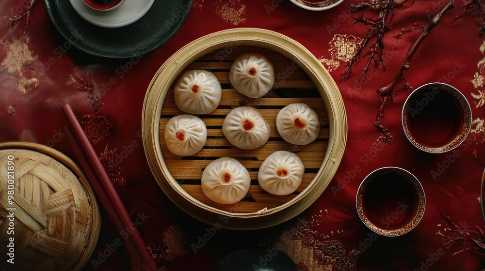 flat lay of a dim sum