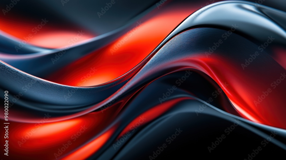 Abstract black and red waves flowing with smooth glossy curves Abstract black and red waves flowing with smooth glossy curves