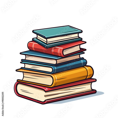 Stack of books. Image of stack of books isolated. Education concept. Vector illustration.