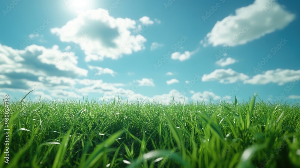 green land with blue sky in background green land with blue sky in background