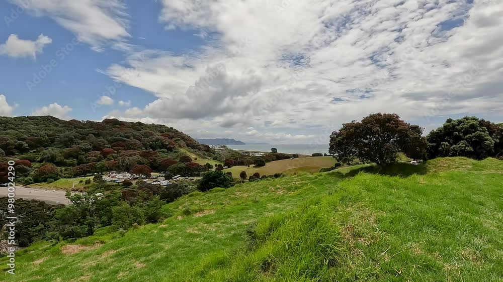 Bowentown Lookout :Scenic views of the Tauranga Harbour with Green Rolling Hills in Bay of Plenty, New Zealand Bowentown Lookout :Scenic views of the Tauranga Harbour with Green Rolling Hills in Bay of Plenty, New Zealand