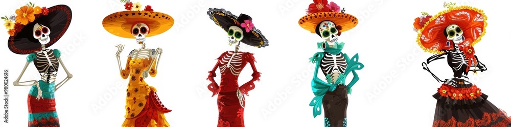 Festive Dia de los Muertos Skeleton and Sugar Skull Collection for Halloween and Celebrations Festive Dia de los Muertos Skeleton and Sugar Skull Collection for Halloween and Celebrations