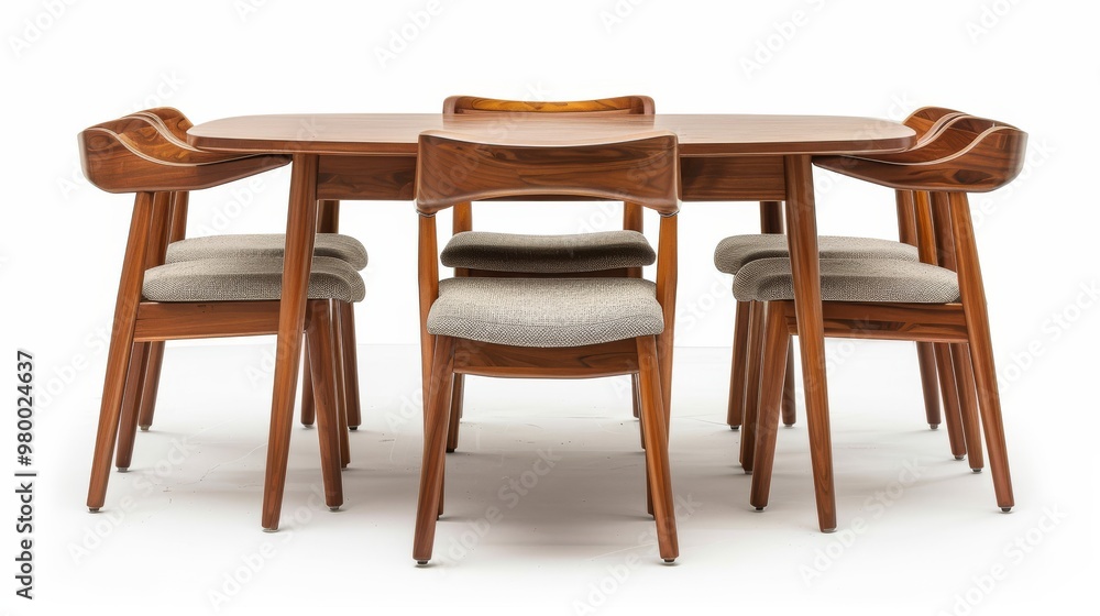mid-century modern wooden dining table with four matching chairs mid-century modern wooden dining table with four matching chairs