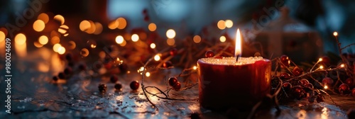 Enchanting Candlelight: Nighttime Bokeh and Festive Atmosphere photo