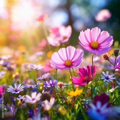 Vibrant spring floral background with depth of field for a refreshing seasonal vibe