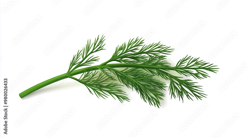 Sprig of green leaves on white background with shadowed leaves on the right Sprig of green leaves on white background with shadowed leaves on the right