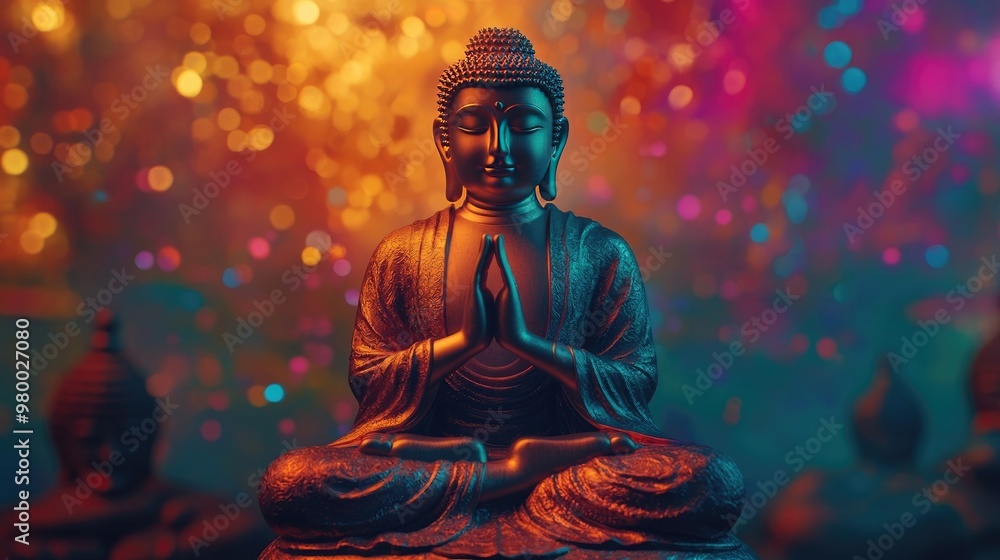 Meditation Buddha with colorful background Meditation Buddha with colorful background