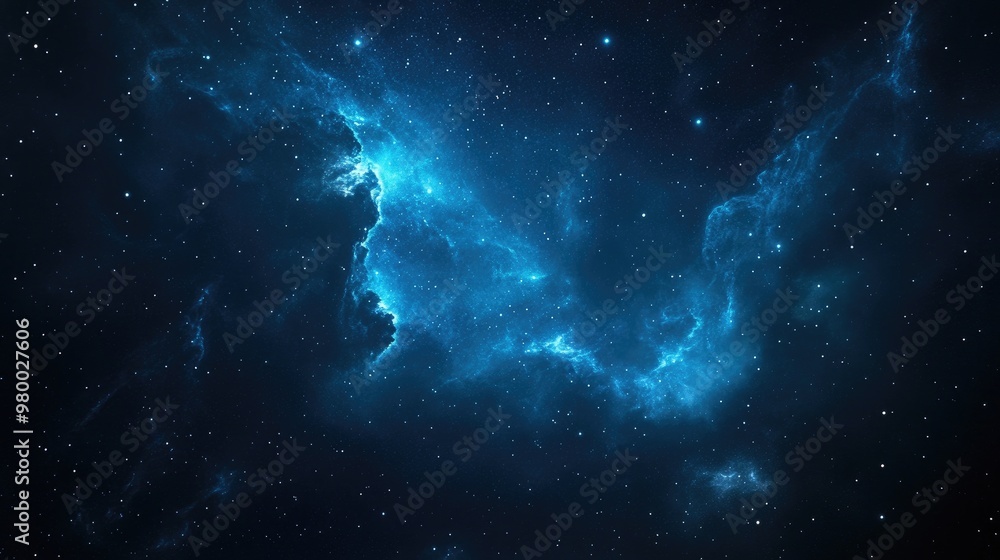 Fototapeta premium Night shining starry sky blue space background