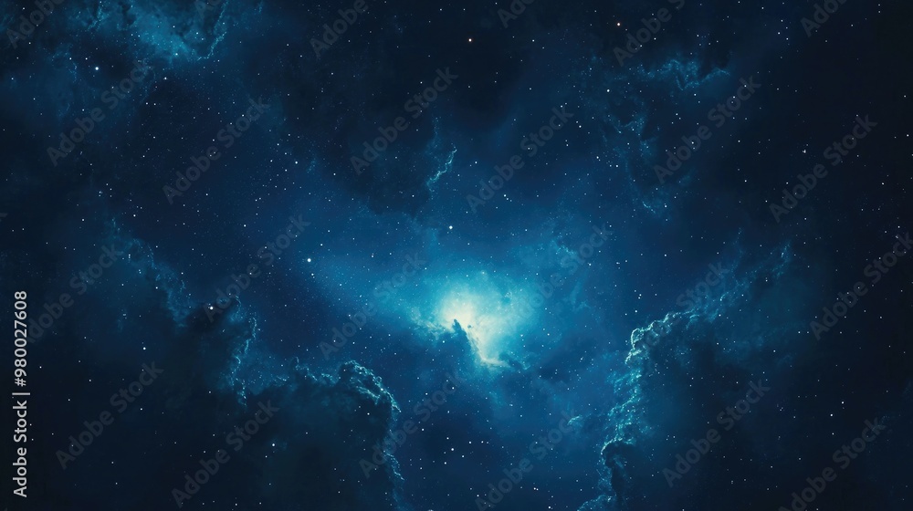 Fototapeta premium Night shining starry sky blue space background