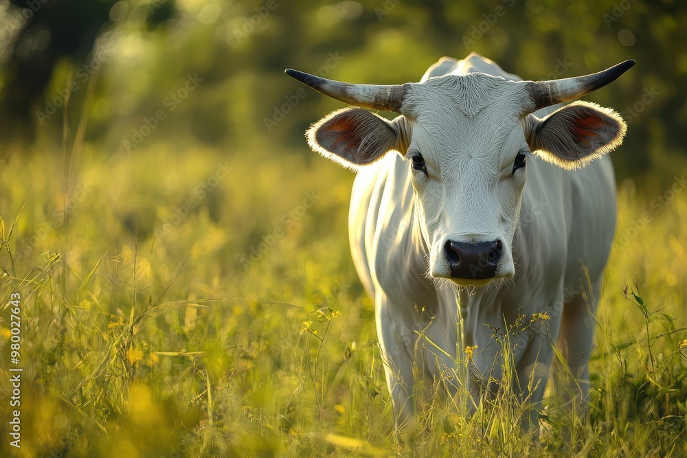 a Nelore cow from Brazil feeding a Nelore cow from Brazil feeding