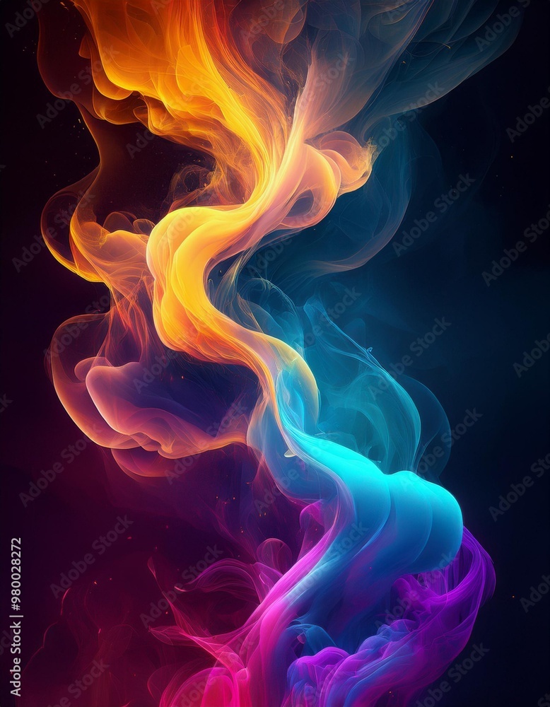 Obraz premium black background, colorful smoke and dust abstract effect