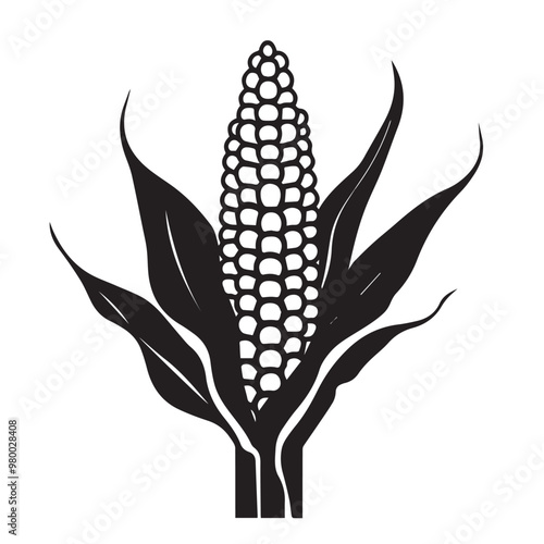 Corn in cartoon, doodle style . Image for t-shirt, web, mobile apps and ui. Isolated 2d vector illustration in logo, icon, sketch style, Eps 10, black and white. AI Generative