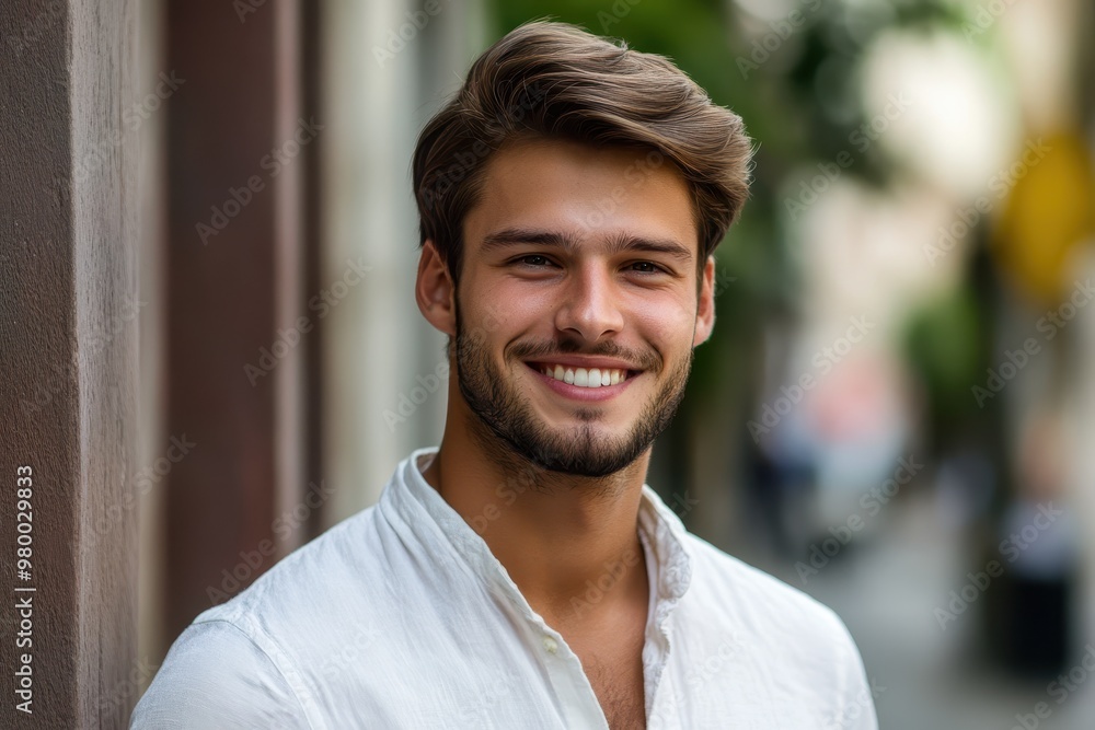 A young gentleman grinning at the camera A young gentleman grinning at the camera