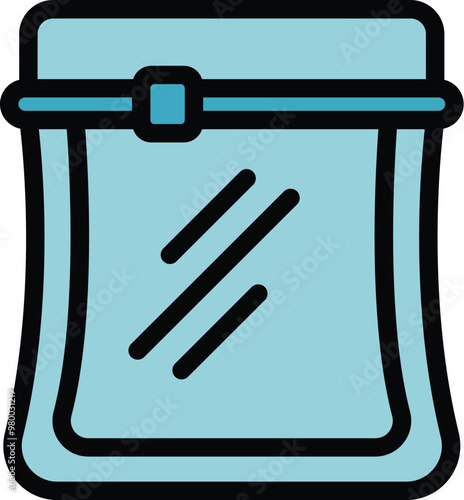 Vacuum bag with valve keeping food fresh, outline icon illustration