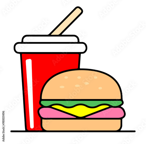 Zestaw fast food hamburger i napój 