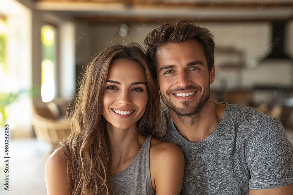 Happy Couple Portrait: Smiling Together in Love Happy Couple Portrait: Smiling Together in Love