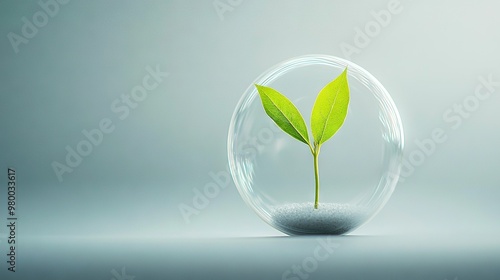  A vibrant green plant emerges from a clear glass vase brimming with golden sand, boasting a verdant leaf atop