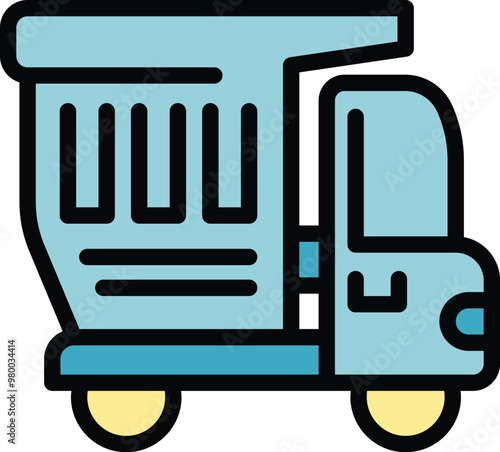 Simple vector icon of a mining dump truck carrying coal