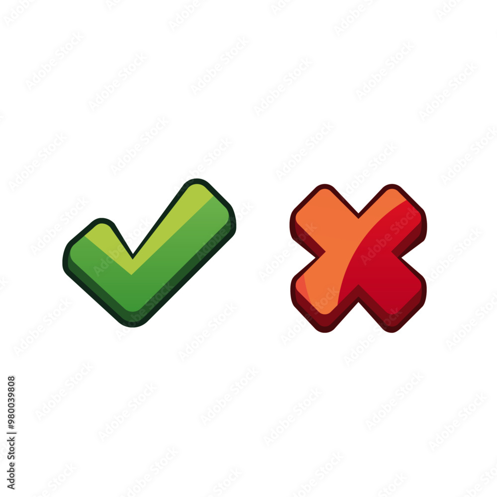 Tick mark right wrong flat vector design Tick mark right wrong flat vector design