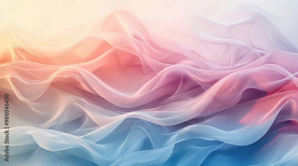 Fototapeta premium Mesmerizing Pastel Waves Captivating Abstract Digital Artwork with Fluid Gradient Motion Elegant and feminine design with a dreamlike