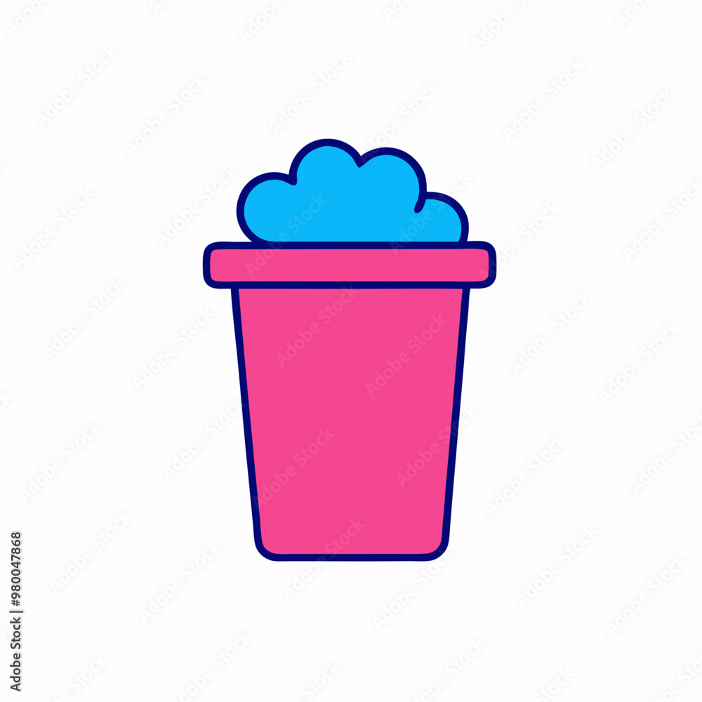 Filled outline Bucket with soap suds icon isolated on white background. Bowl with water. Washing clothes, cleaning equipment. Vector stock illustration Filled outline Bucket with soap suds icon isolated on white background. Bowl with water. Washing clothes, cleaning equipment. Vector stock illustration