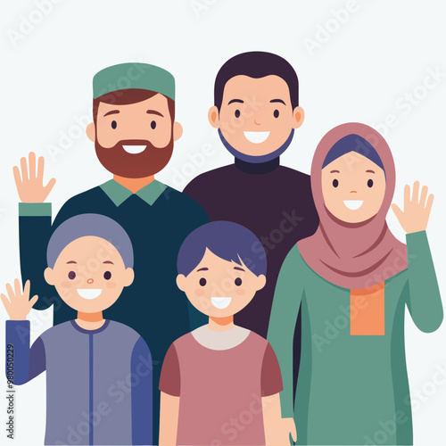 Muslim Family Cartoon Character stock illustration