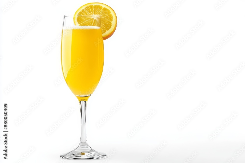 Refreshing Mimosa Cocktail with Orange Juice and Sparkling Wine, Isolated on White Background Refreshing Mimosa Cocktail with Orange Juice and Sparkling Wine, Isolated on White Background