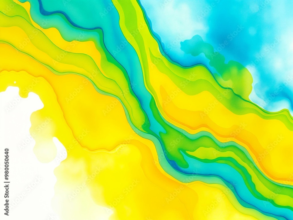 Cyan and Lemon Yellow Watercolor Liquid Spread Cyan and Lemon Yellow Watercolor Liquid Spread