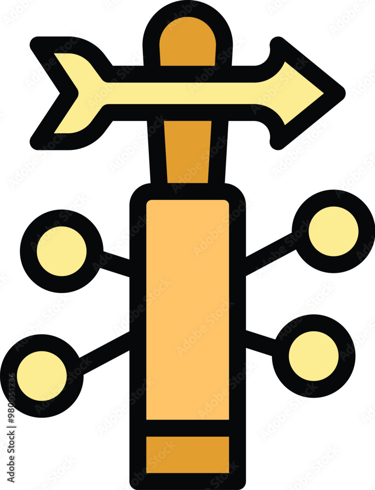 Simple weather vane with arrow pointing right, indicating wind blowing from the west Simple weather vane with arrow pointing right, indicating wind blowing from the west