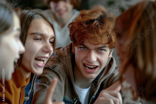 Teenagers Teasing and Bullying Classmates at School