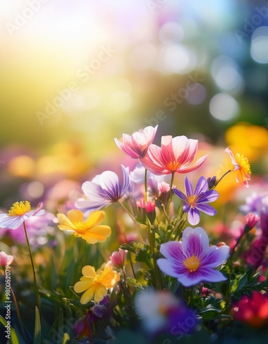 Vibrant spring floral background with depth of field for a refreshing seasonal vibe