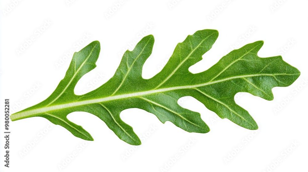 Fototapeta premium A sharp close-up of a verdant foliage against a pristine white background with the image mirrored on the reverse