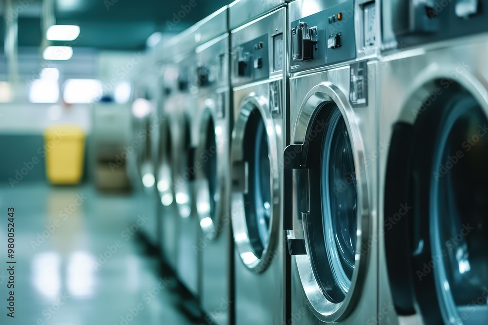 Commercial washing machines at a public laundromat Commercial washing machines at a public laundromat