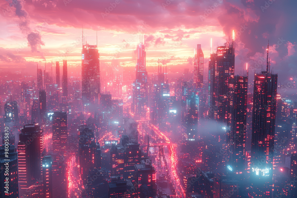 A futuristic cityscape where skyscrapers are interconnected by glowing energy bridges, symbolizing advanced technology and connectivity. A futuristic cityscape where skyscrapers are interconnected by glowing energy bridges, symbolizing advanced technology and connectivity.