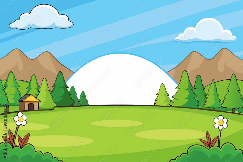 Scene with trees along the trail stock illustration Scene with trees along the trail stock illustration