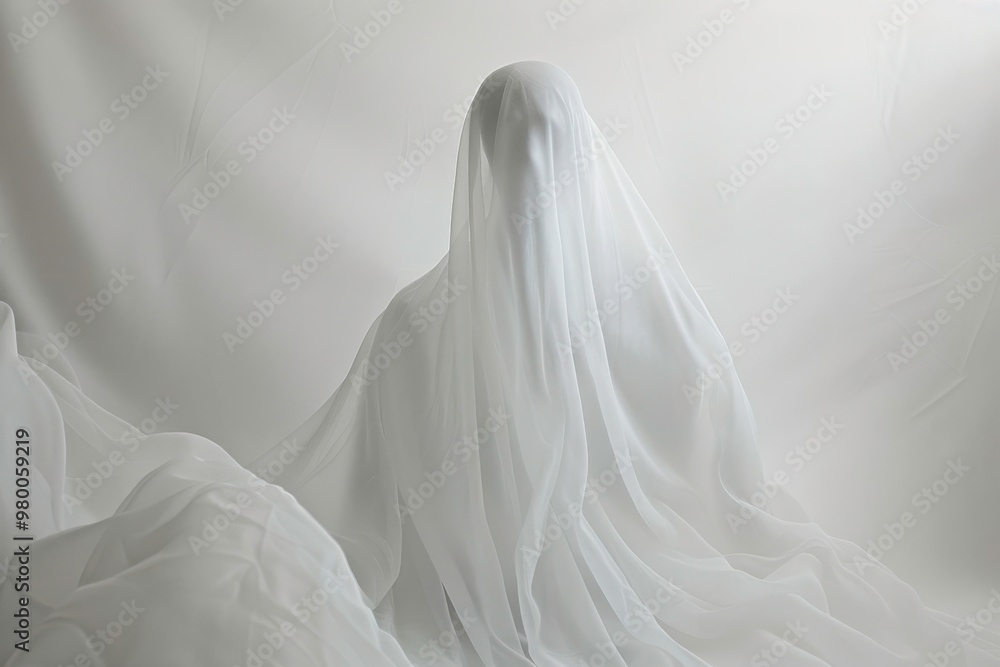 Eerie minimalist outline of a ghost for Halloween hauntingly displayed Eerie minimalist outline of a ghost for Halloween hauntingly displayed