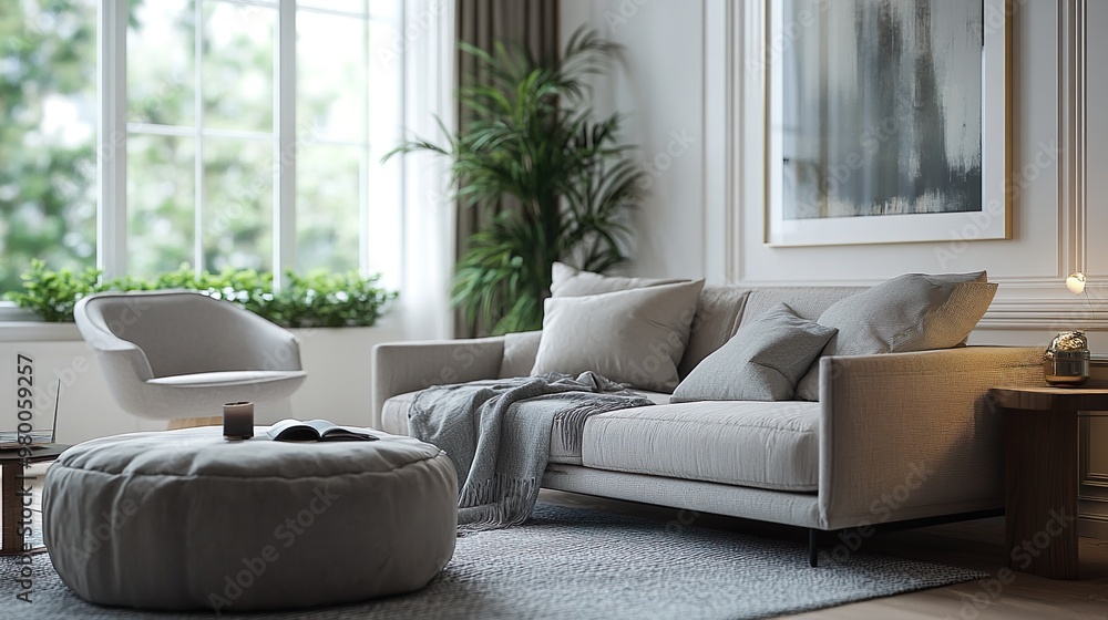 Fototapeta premium Elegant modern sophisticated and chic living room interior wallpaper